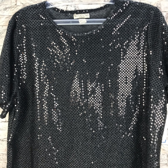NOTATIONS NWT SIZE 1X BLOUSE-SHORT SLEEVE-SEQUINS - Picture 3 of 16